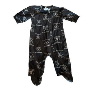 NFL Raiders baby size 0-3 months zip up pajamas